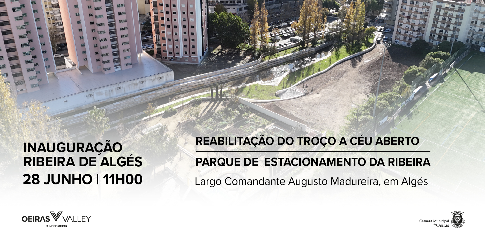 imagem aerea do local com indicação da hora da inauguração