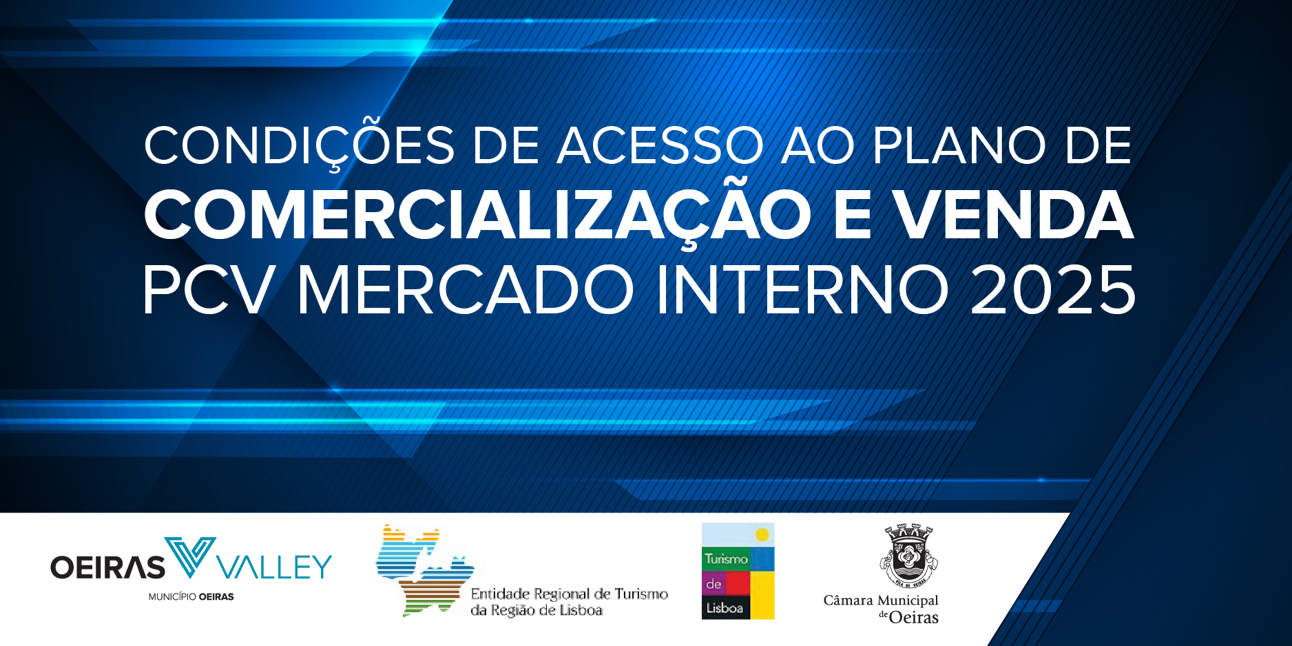 Num fundo azul o nome do programa com os logos das várias entidades