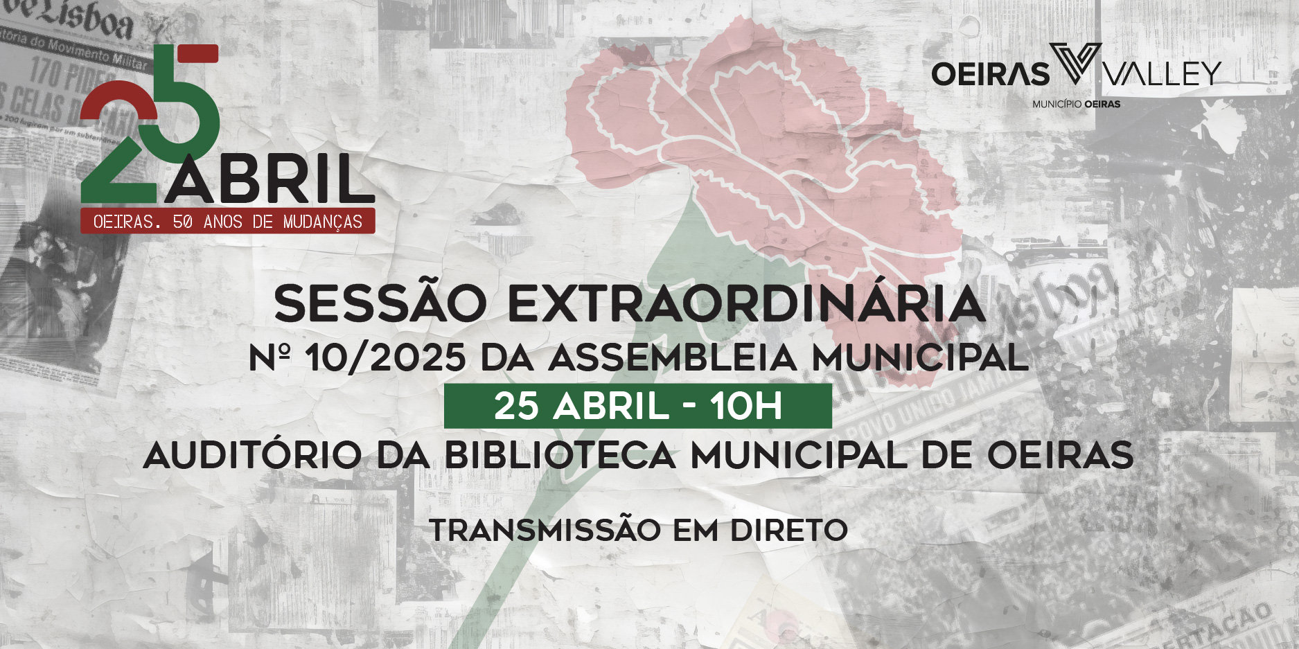 Um cravo vermelho num fundo alusivo a um jornal