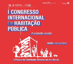 Banner vermelho do I Congresso Internacional de habitação