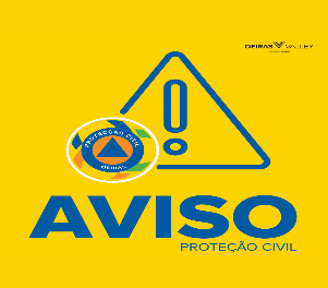 Banner amarelo Aviso Proteção Civil
