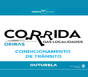 Banner azul condicionamento de trânsito Corrida das Localidades