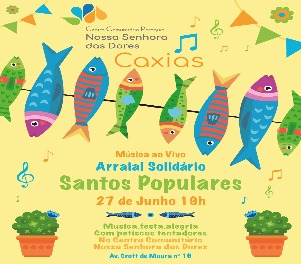 Desenho amarelo com sardinhas penduradas