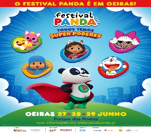 Festival panda com personagens de desenhos animados