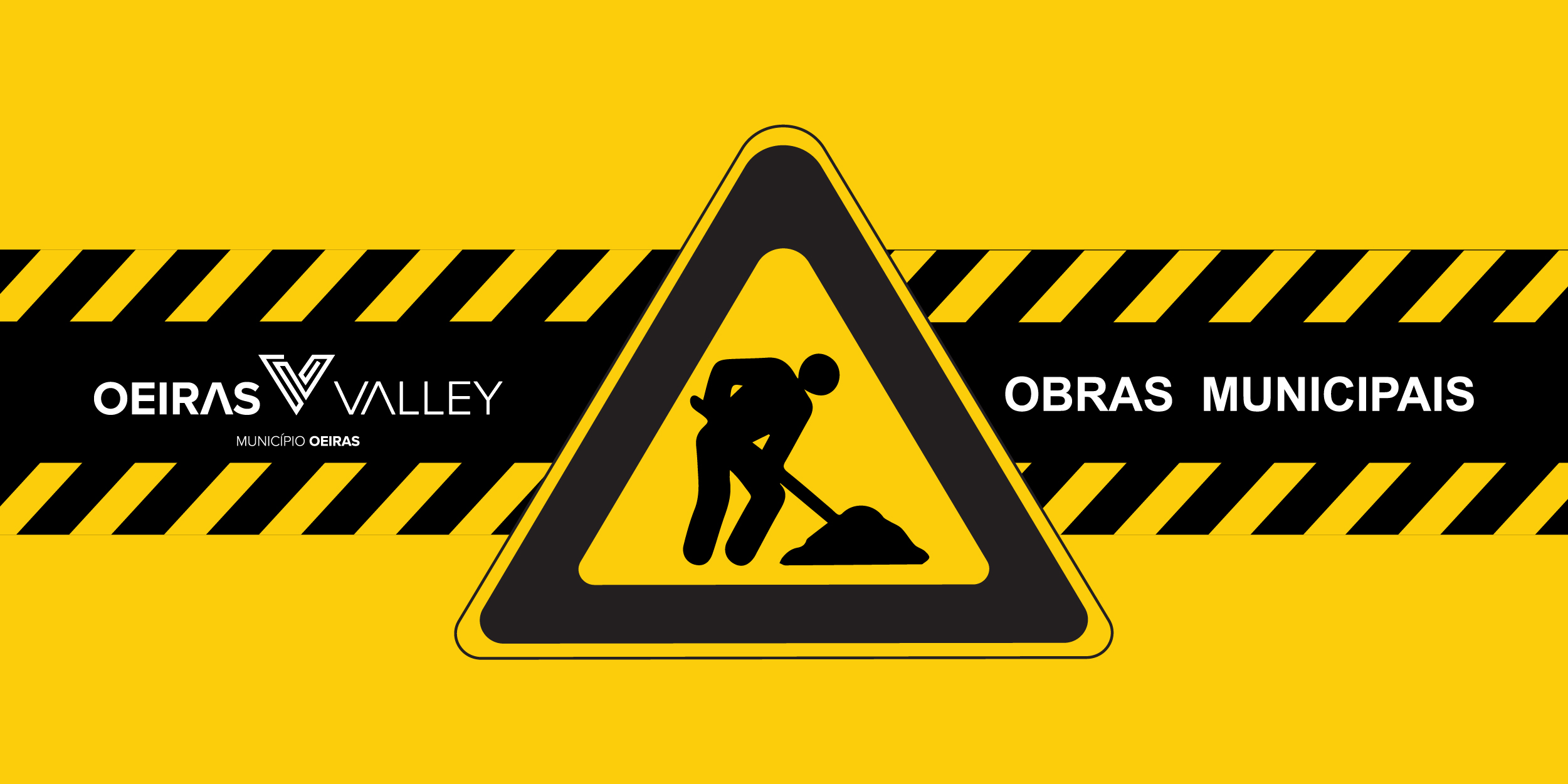 sinal derealização de obras num fundo amarelo